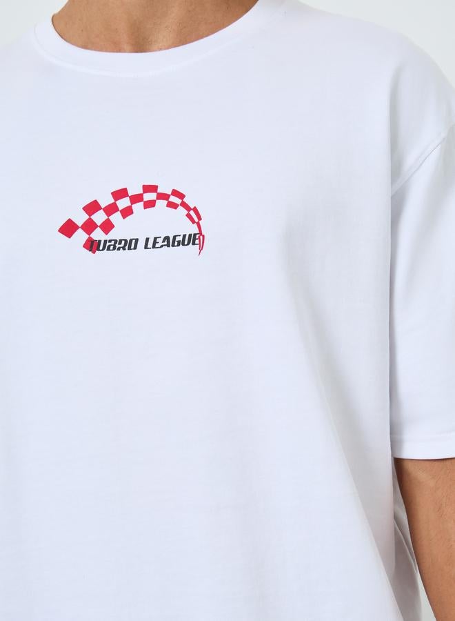 Styli Men White Graphic Print Oversized T-Shirt - Image 4