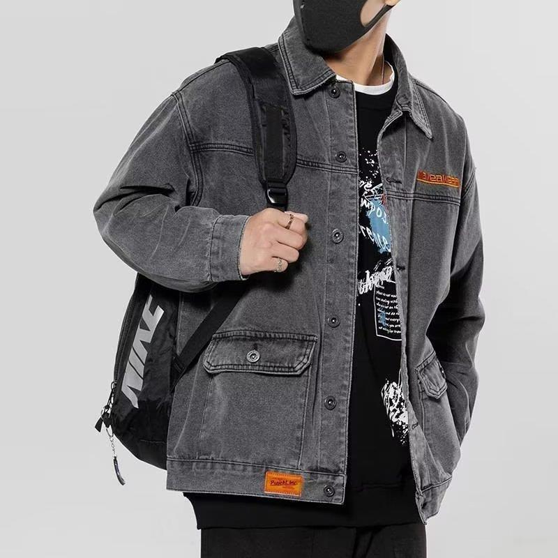 Trendy brand Denim coat men's spring and autumn loose plus size trendy trendy trendy handsome casual workwear jacket top clothes - Image 3