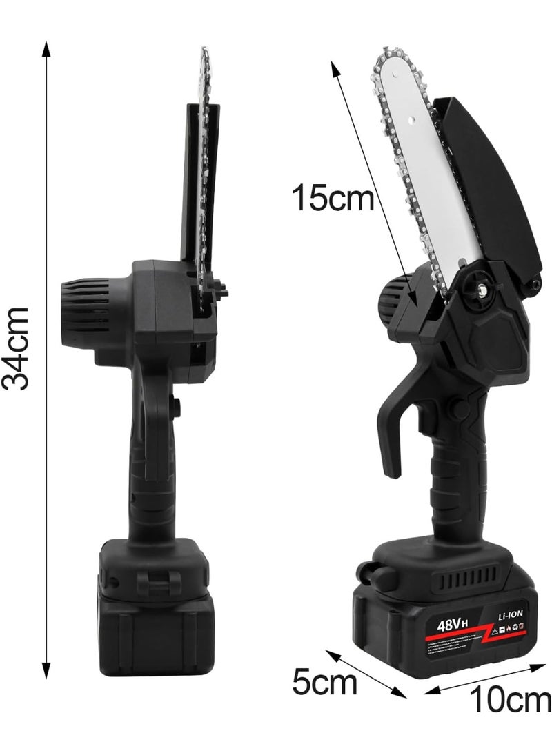 Generic 6-Inch Cordless Mini Electric Chainsaw – 48V Handheld Portable Chainsaw Kit for Tree Trimming, Wood Cutting & Gardening  - Image 2