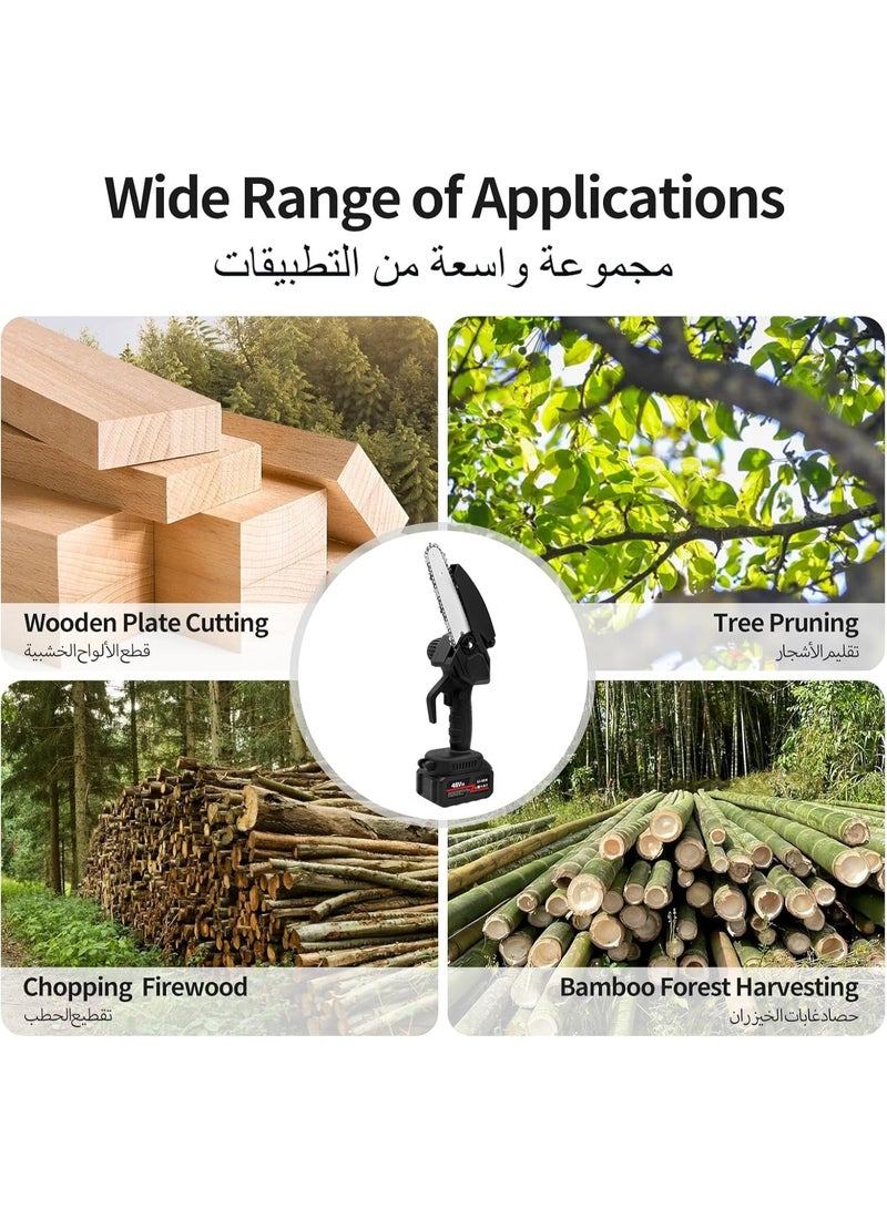 Generic 6-Inch Cordless Mini Electric Chainsaw – 48V Handheld Portable Chainsaw Kit for Tree Trimming, Wood Cutting & Gardening  - Image 3
