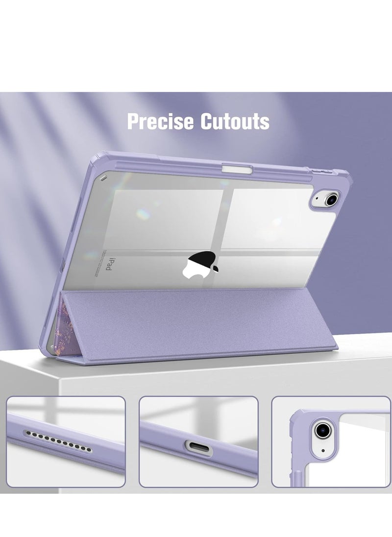 Generic - Hybrid Case Compatible with iPad 10th Generation 2022 (10.9 Inch) - [Ultra Slim] Shockproof Clear Cover with Built-in Pencil Holder, Auto Wake/Sleep, Lilac Marble - Blue - Image 1
