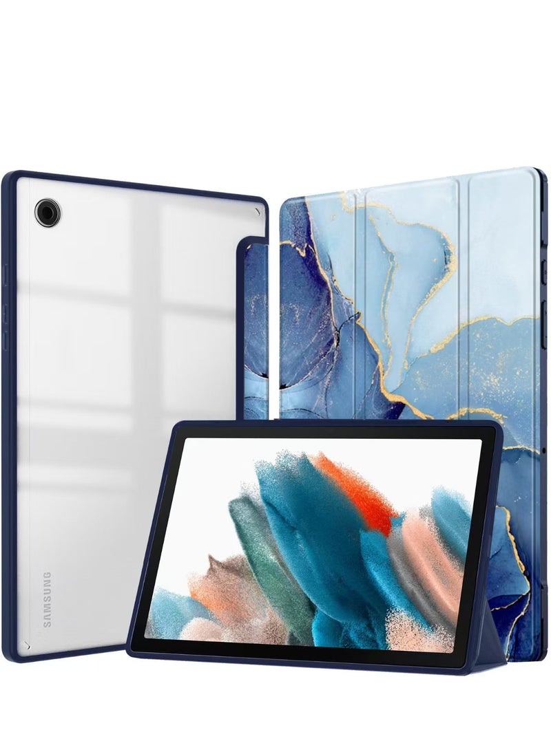 Generic - Hybrid Case Compatible with iPad 10th Generation 2022 (10.9 Inch) - [Ultra Slim] Shockproof Clear Cover with Built-in Pencil Holder, Auto Wake/Sleep, Lilac Marble - Blue - Image 1