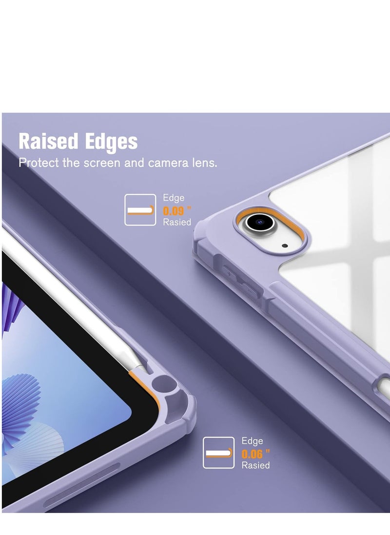 Generic - Hybrid Case Compatible with iPad 10th Generation 2022 (10.9 Inch) - [Ultra Slim] Shockproof Clear Cover with Built-in Pencil Holder, Auto Wake/Sleep, Lilac Marble - Blue - Image 1