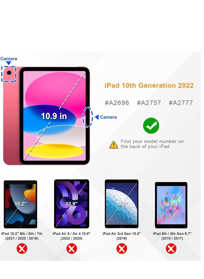 Generic - Hybrid Case Compatible with iPad 10th Generation 2022 (10.9 Inch) - [Ultra Slim] Shockproof Clear Cover with Built-in Pencil Holder, Auto Wake/Sleep, Lilac Marble - Blue - Image 1