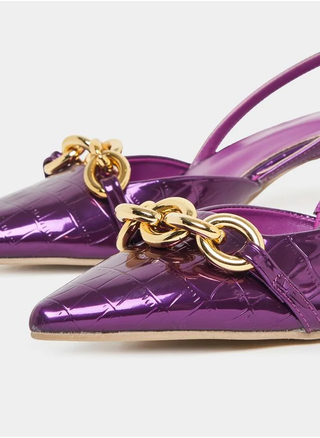 ستايلي Chain Accent Slingback Pumps