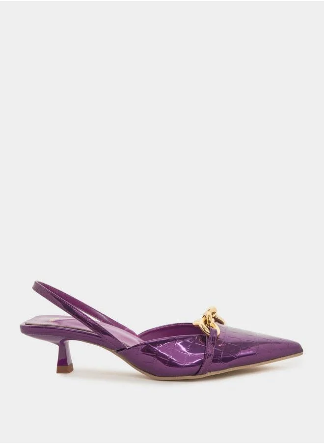 ستايلي Chain Accent Slingback Pumps