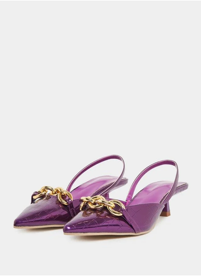 ستايلي Chain Accent Slingback Pumps
