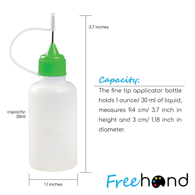 Freehand Free Hand Precision Applicator Bottle 1 Oz. 4 Needle Tip Squeeze Bottles and 12 Tips for Acrylic Painting, DIY Quilling and Paper Craft - Image 3