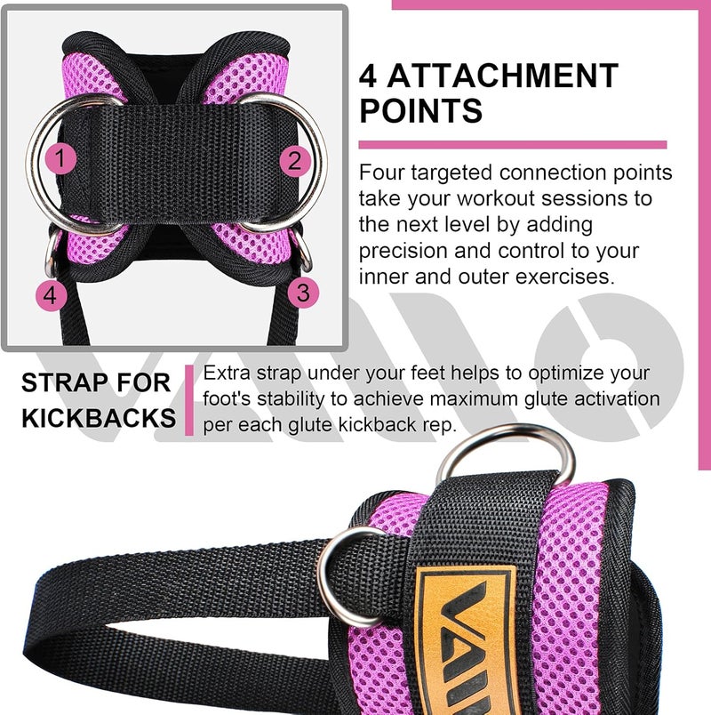 VAIIO Ankle Straps for Cable Machines,Adjustable Comfort fit Neoprene, Reinforce Double D-Ring - Premium Ankle Cuffs to Improve Abdominal Muscles, Lift The Butts, Tone The Legs for Men & Women - Image 3