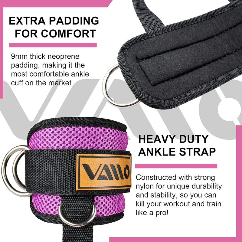 VAIIO Ankle Straps for Cable Machines,Adjustable Comfort fit Neoprene, Reinforce Double D-Ring - Premium Ankle Cuffs to Improve Abdominal Muscles, Lift The Butts, Tone The Legs for Men & Women - Image 4
