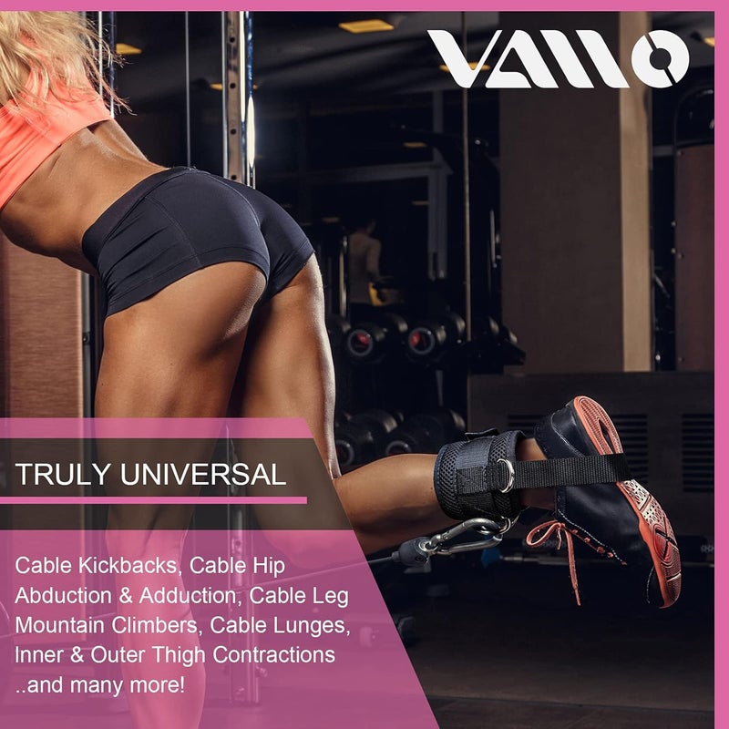 VAIIO Ankle Straps for Cable Machines,Adjustable Comfort fit Neoprene, Reinforce Double D-Ring - Premium Ankle Cuffs to Improve Abdominal Muscles, Lift The Butts, Tone The Legs for Men & Women - Image 2