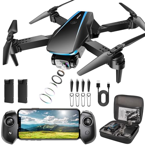 Oddire Drone with Camera Drones for Adults with 2 Batteries Carrying Case Propellers 1080P HD Foldable Drone with Stable Hover Trajectory Flight Gravity Control One Key Take OffLand 3D Flip