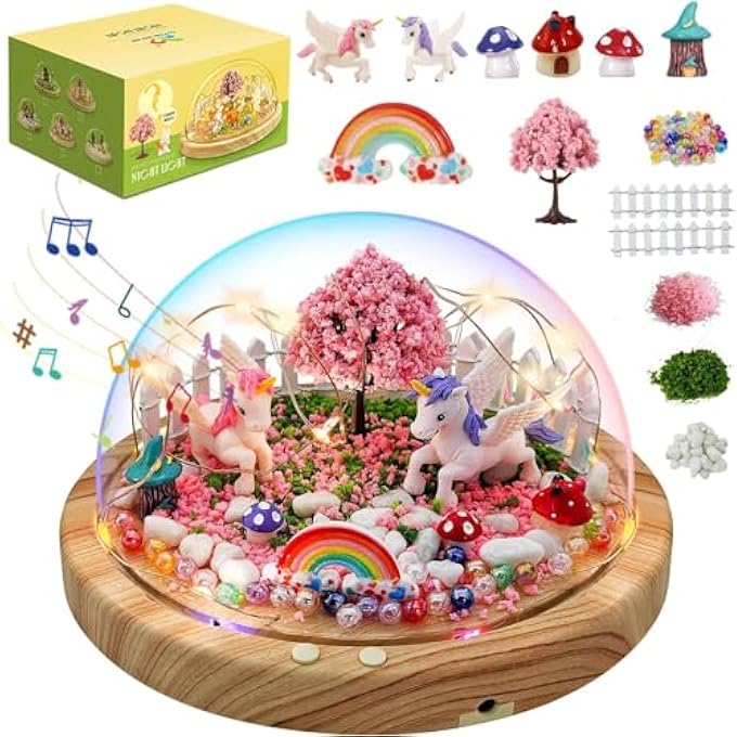TOYBY CRAFTS KIT FOR KIDS, UNICORN NIGHT LIGHT CRAFTS GIFTS FOR GIRLS, DIY ARTS AND CRAFTS KIT MAKE YOUR OWN NIGHT LIGHT WITH MUSIC, BEST BIRTHDAY GIFTS FOR GIRLS 4 5 6 7 8 9 10 YEAR OLD - Image 1