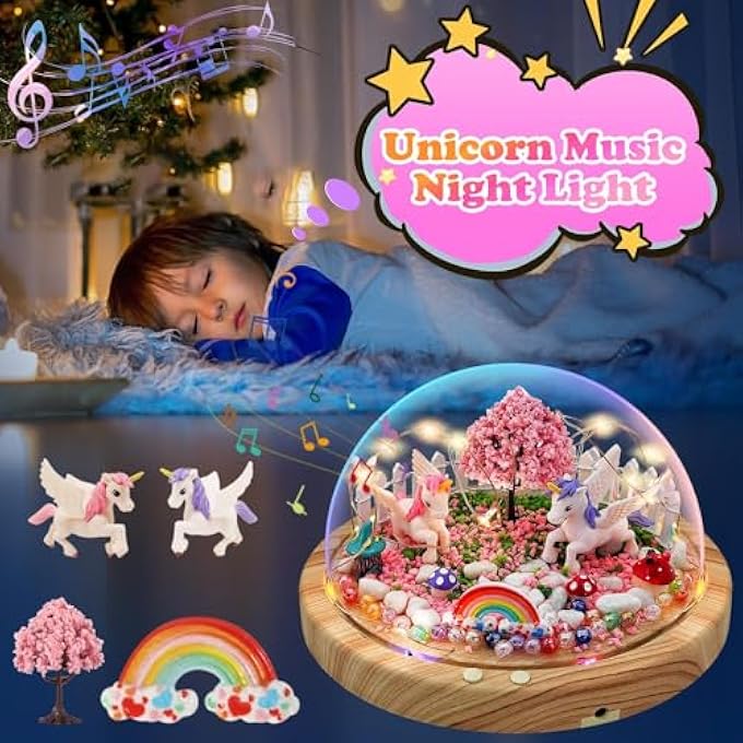 TOYBY CRAFTS KIT FOR KIDS, UNICORN NIGHT LIGHT CRAFTS GIFTS FOR GIRLS, DIY ARTS AND CRAFTS KIT MAKE YOUR OWN NIGHT LIGHT WITH MUSIC, BEST BIRTHDAY GIFTS FOR GIRLS 4 5 6 7 8 9 10 YEAR OLD - Image 4