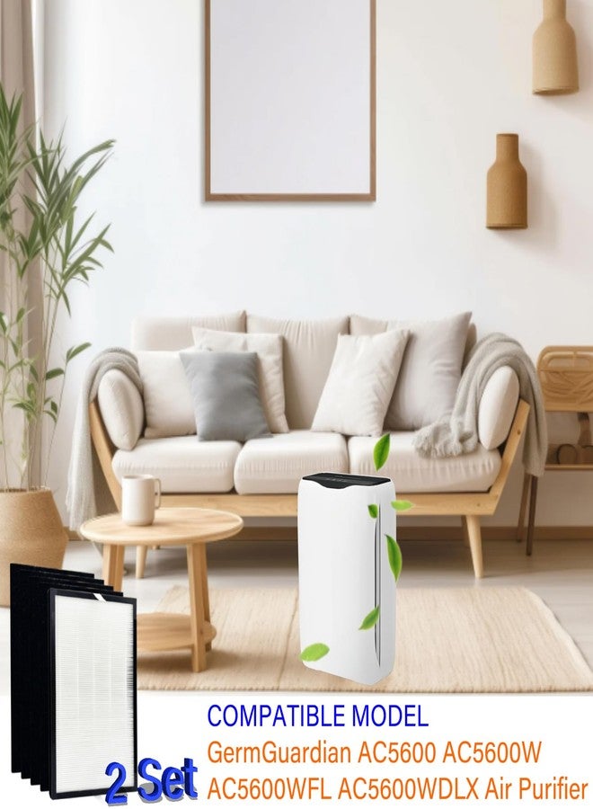 HOMFILBIT 2 Set FLT5600 Filter N Replacement for GermGuardian AC5600 AC5600W AC5600WFL AC5600WDLX Air Purifier, 2 Pack H13 True HEPA and 8 Pack Activated Carbon Filter - Image 2