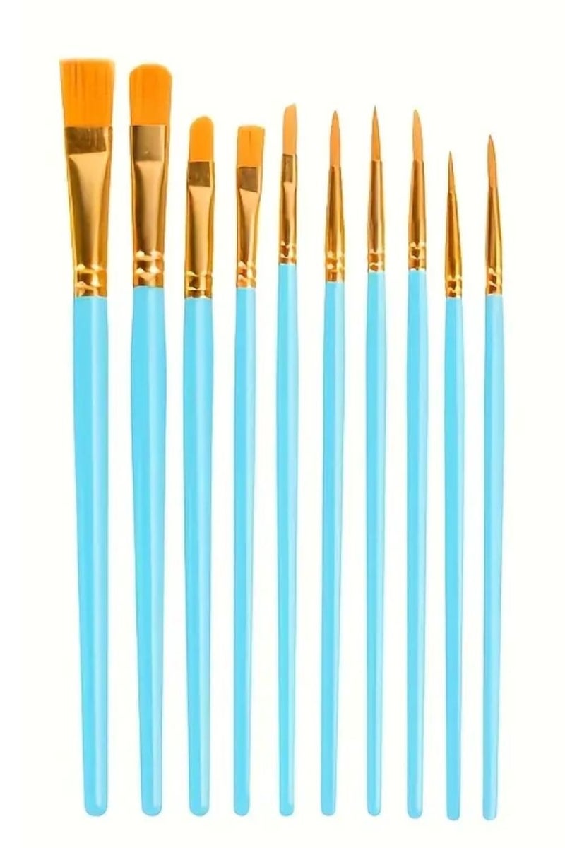 Generic 10-Piece Paint Brush Set for Acrylic, Watercolor & Oil Painting – Nylon Hair Artist Brushes with Pointed Tips – Art Supplies for Canvas, Paper, Craft & Kids Painting Projects (Sky Blue) - Image 1
