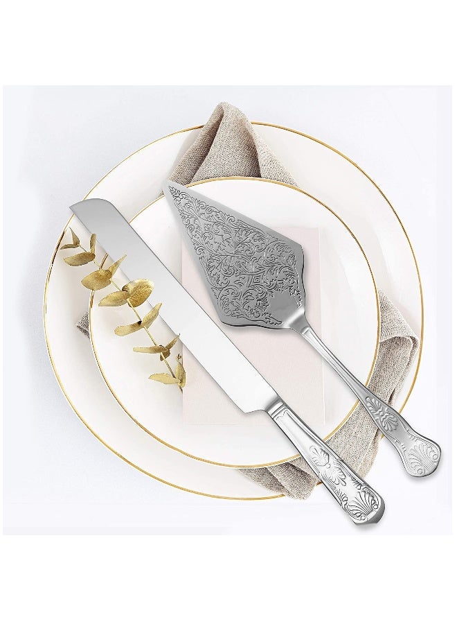 Set of 2 Rustic Silver Wedding Cake Knife and Serving Set for Weddings, Parties, Birthdays, and Anniversaries - Perfect Rustic Touch for Your Special Day - Image 2
