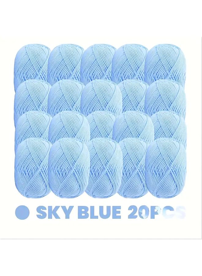 20pcs White Ultra Soft Handmade Crochet Yarn Set For DIY Crafts Slippers Pillows - Image 1