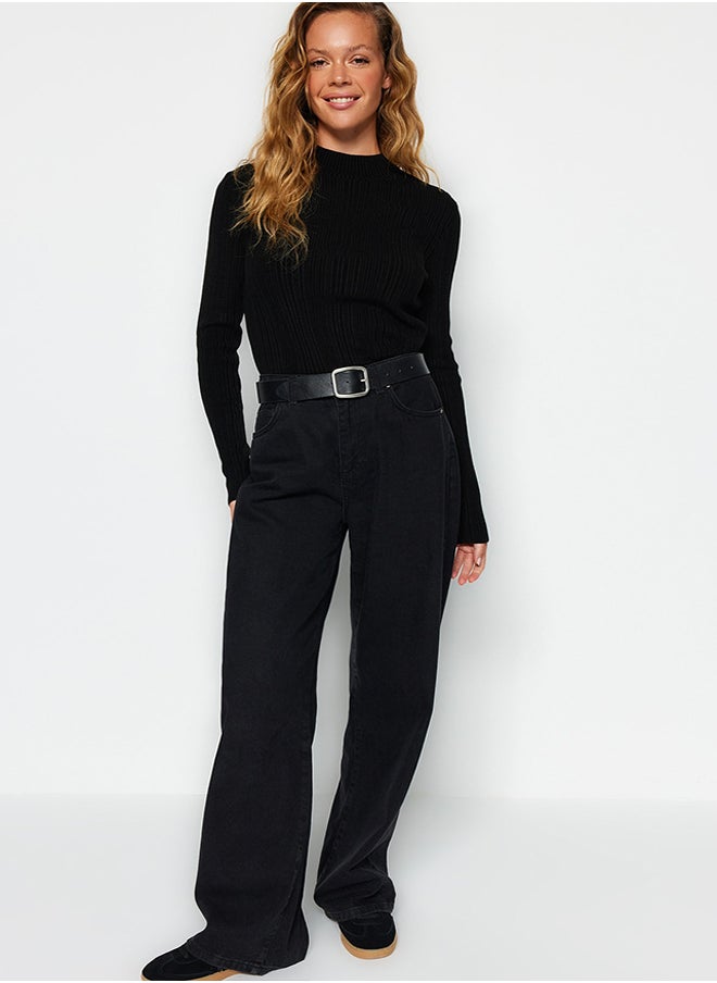 trendyol - Black Stand-Up Collar Knitwear Sweater TWOAW24KZ00329 - Image 1