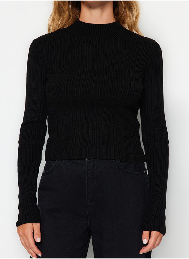 trendyol - Black Stand-Up Collar Knitwear Sweater TWOAW24KZ00329 - Image 1