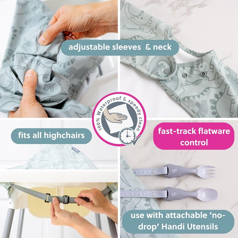Bibado Baby Bibs With Sleeves - Toddler and Baby Led Weaning Bib - 6-36 Months, Attaches to Highchairs, Strollers, Tables - Image 3