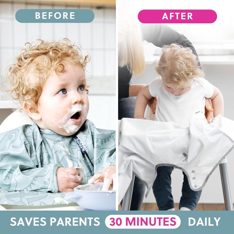 Bibado Baby Bibs With Sleeves - Toddler and Baby Led Weaning Bib - 6-36 Months, Attaches to Highchairs, Strollers, Tables - Image 5