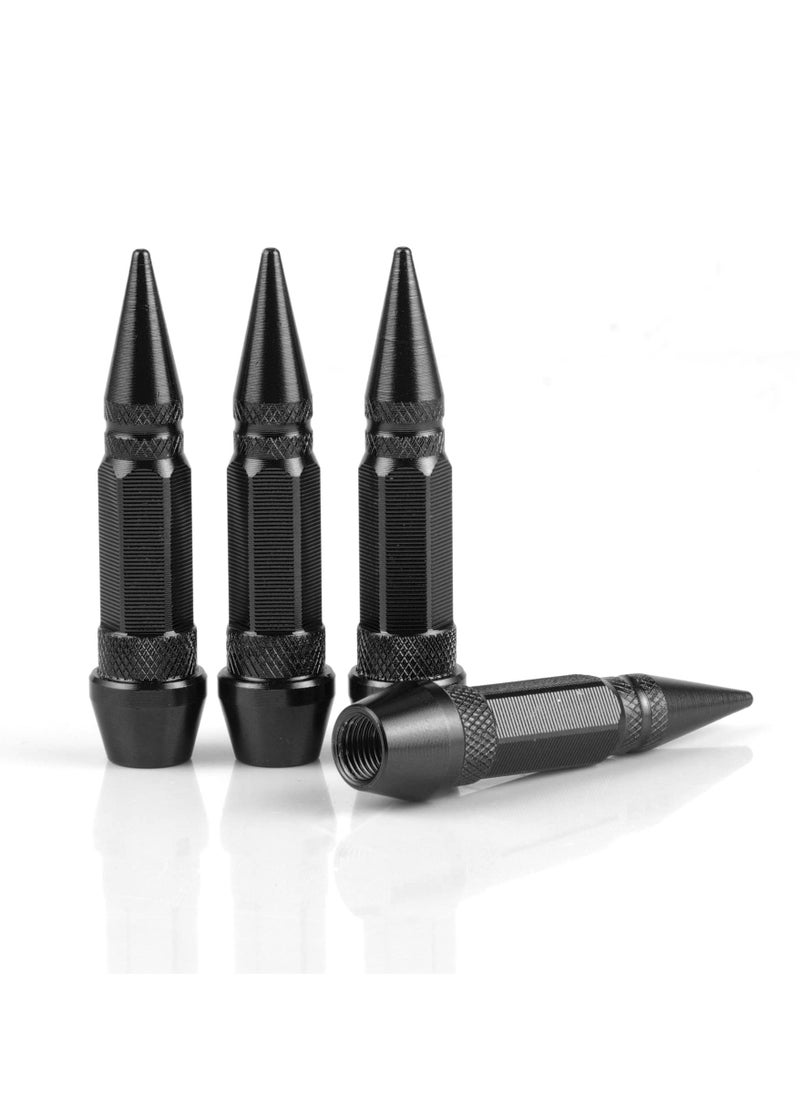 SYOSI 60mm Spiked Valve Caps, Aluminum Alloy Dustproof and Waterproof Tire Valve Stem Caps, Suitable for Cars, Trucks and Motorcycles, Made of High-quality Aluminum Alloy, Personalization (4PCS, Black)  - Image 1