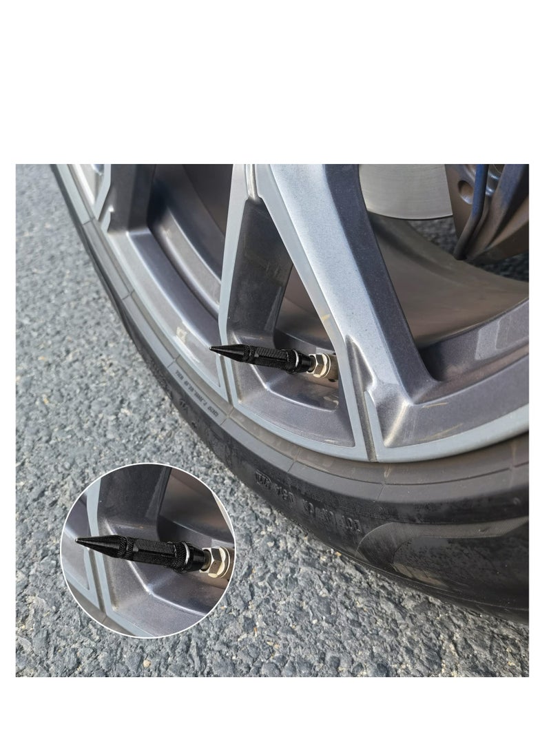 SYOSI 60mm Spiked Valve Caps, Aluminum Alloy Dustproof and Waterproof Tire Valve Stem Caps, Suitable for Cars, Trucks and Motorcycles, Made of High-quality Aluminum Alloy, Personalization (4PCS, Black)  - Image 4