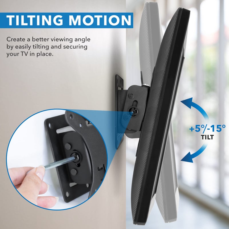 Mount-It! Small TV Wall Mount with Quick Release | Fits 13-32 Inch Screens | Low-Profile Slim Design | Tilting VESA Wall Mount 75x75 & 100x100 | RV & Office Compatible | 30lb Capacity - Image 5