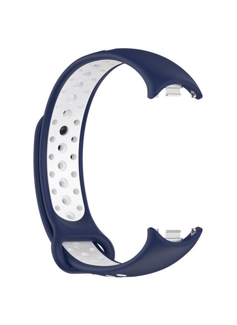 Suitable For Mi Bracelet 8 Nike Two-color Metal Connector Strap Suitable For MI 8 Bracelet Two-color Breathable Strap-Color:Midnight Blue And White (metal Connector)
