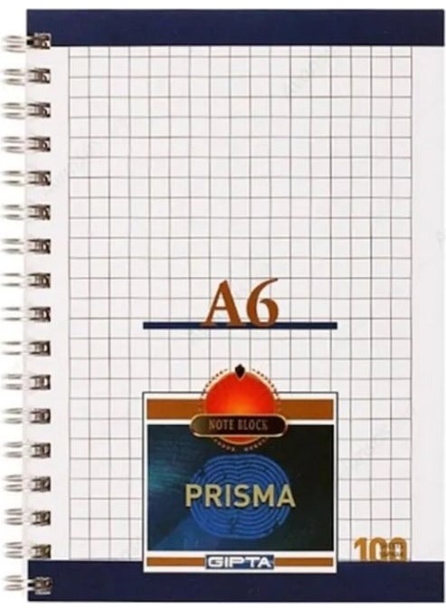 Gıpta Prisma Block A6 Notepad Spiral Cardboard Cover Checked 100 Pcs. 