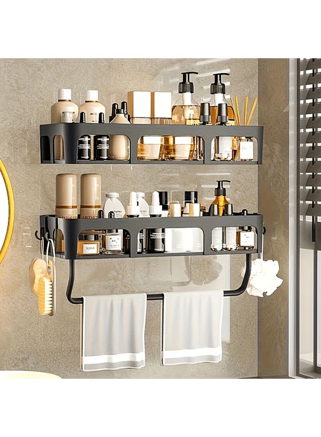 Black Wall Mounted Storage Rack Multi Layer Space Saving For Bathroom - Image 3