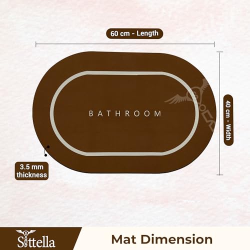 SITTELLA Rubber 2 Pieces (3.5Mm) Anti-Skid Water Soaking Bathroom Print Door Mat, Absorbent Mat (40X60Cm) Brown, Oval) - Image 2