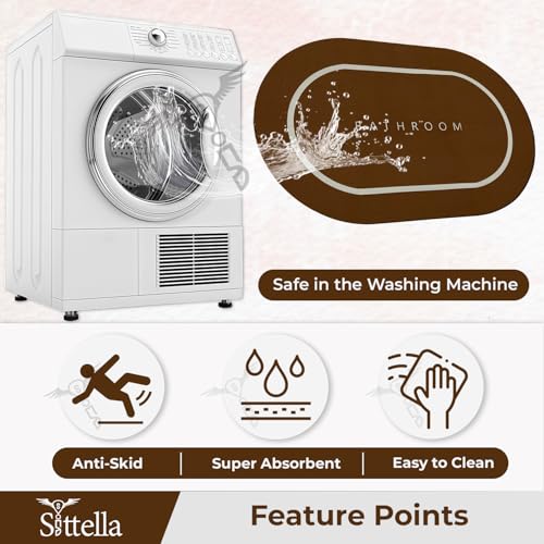 SITTELLA Rubber 2 Pieces (3.5Mm) Anti-Skid Water Soaking Bathroom Print Door Mat, Absorbent Mat (40X60Cm) Brown, Oval) - Image 4