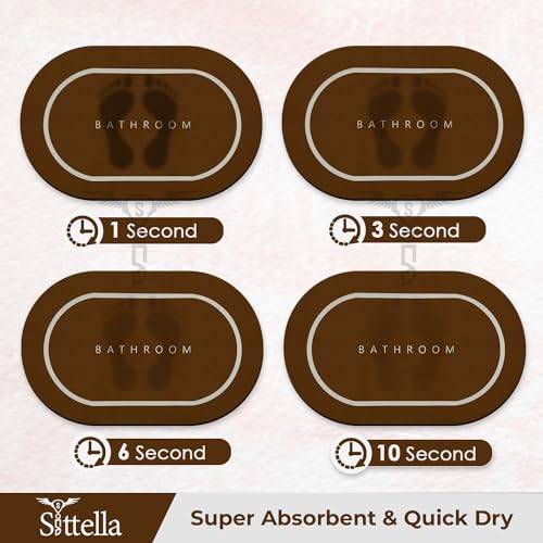 SITTELLA Rubber 2 Pieces (3.5Mm) Anti-Skid Water Soaking Bathroom Print Door Mat, Absorbent Mat (40X60Cm) Brown, Oval) - Image 5