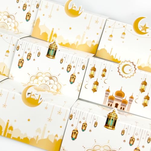 Auch Eid Place Cards - 40pcs Eid Mubarak Table Tent Cards Set Folded Ramadan Name Card for Eid Al-Fitr & Eid Al-Adha Dinner, Iftar Party Table Decorations, Buffet & Food Labelsr 4 Designs (White) - Image 4