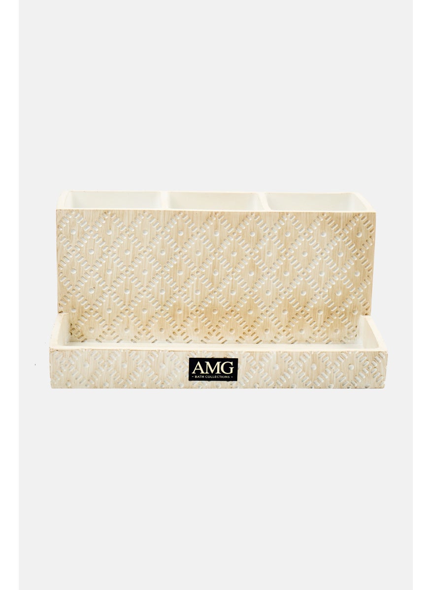 AMG - Ceramic Dotted Lattice Organizer, Beige - Image 1