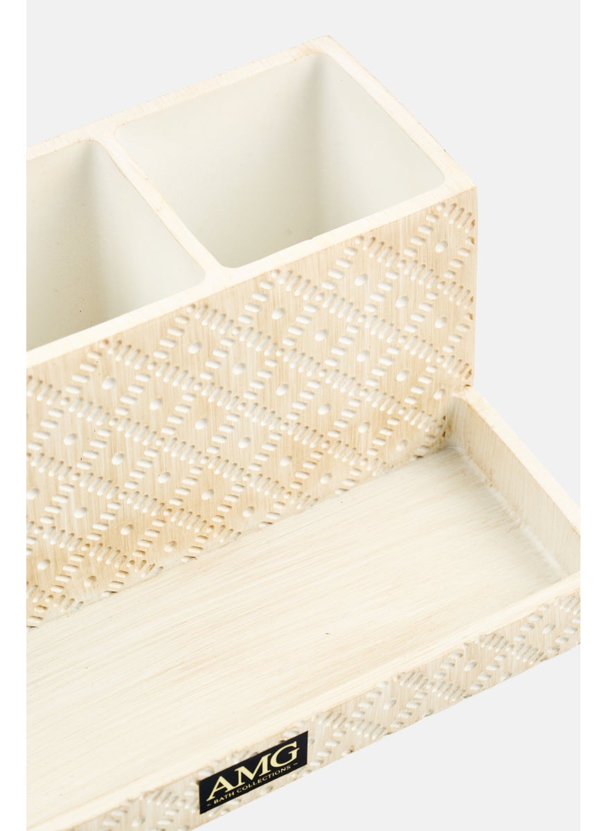 AMG - Ceramic Dotted Lattice Organizer, Beige - Image 1