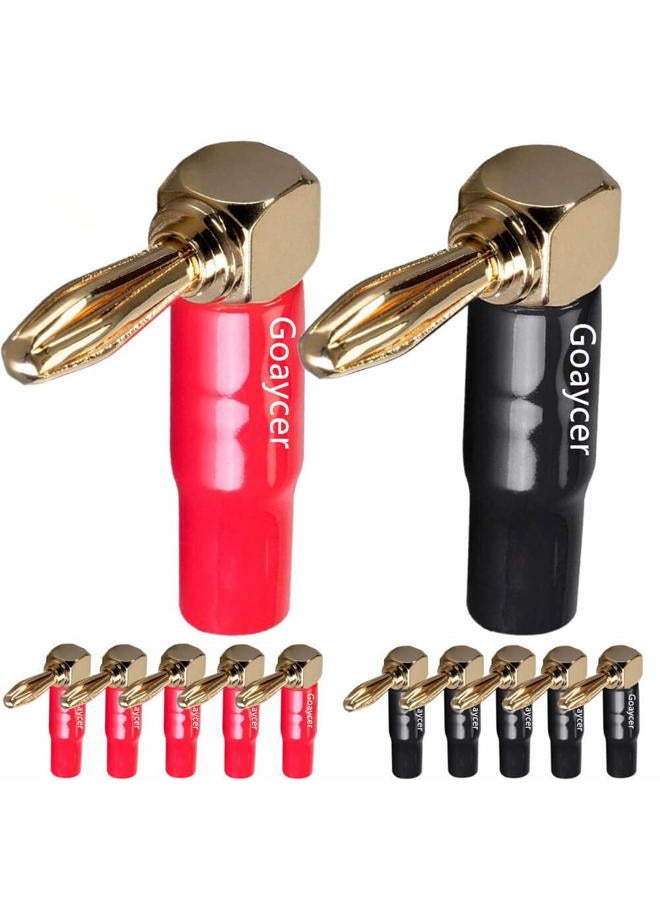 Goaycer 90 Degree Banana Plugs - 24K Gold Plated 4mm Speaker Connector (12 Pack) - Image 1