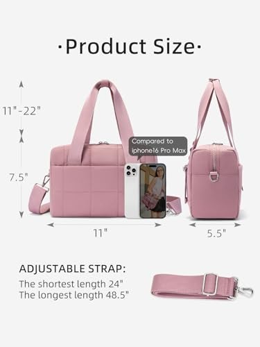 WESTBRONCO Mini Gym Bag for Women, Quilted Small Duffle Bag for Travel with Detachable Strap, Puffer Small Crossbody Bags for Women - Image 2