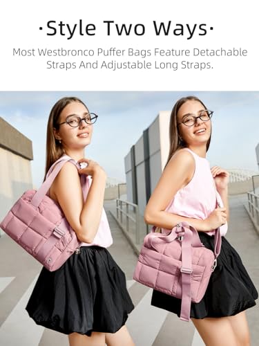 WESTBRONCO Mini Gym Bag for Women, Quilted Small Duffle Bag for Travel with Detachable Strap, Puffer Small Crossbody Bags for Women - Image 4