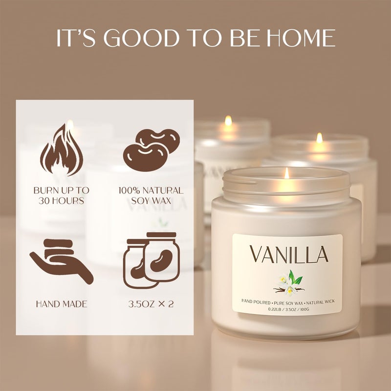 Waxcanpy Vanilla Candle, Soy Candles for Women, Soy Candles for Home Scented, 2 Pack Aromatherapy Candle Gift Set for Relaxing, Stress Relief & Home Decor - Image 5