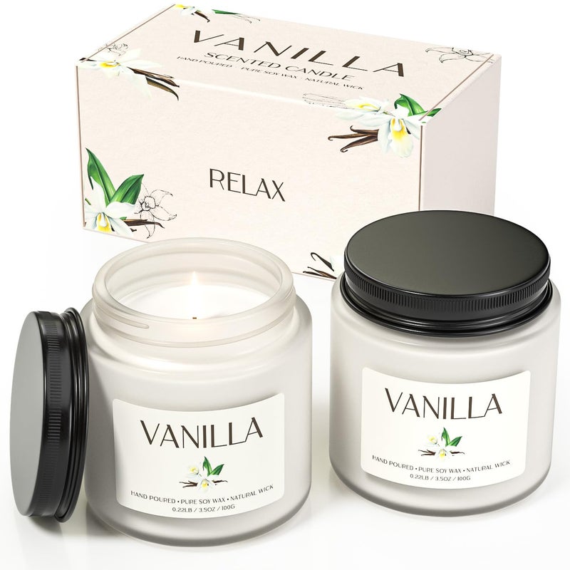 Waxcanpy Vanilla Candle, Soy Candles for Women, Soy Candles for Home Scented, 2 Pack Aromatherapy Candle Gift Set for Relaxing, Stress Relief & Home Decor - Image 1