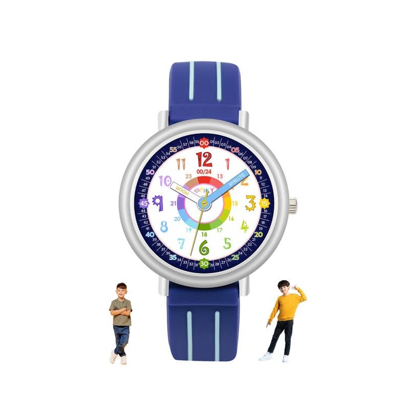 SPIKY Analog Watch for Kids (Blue) | Time Teaching Colorful Dial Display & Separate Minute | Water Resistant | Stylish Unisex Birthday Gift | Analogue Wrist Watches for Boys & Girls | Age 3-14 Yrs - Image 1
