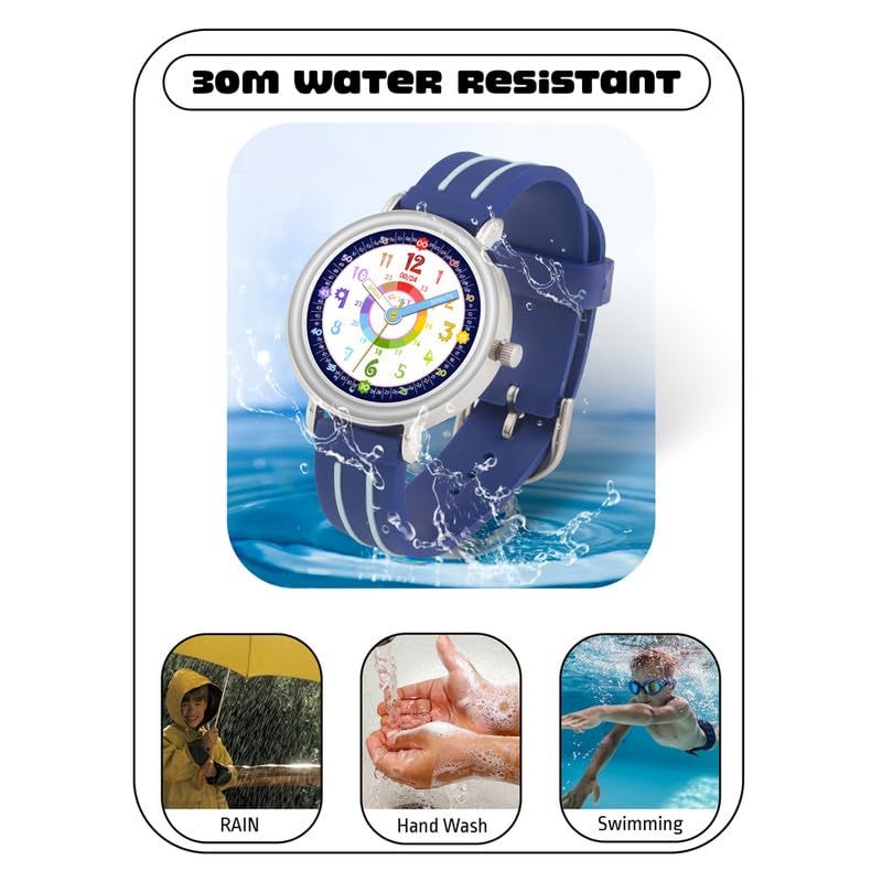 SPIKY Analog Watch for Kids (Blue) | Time Teaching Colorful Dial Display & Separate Minute | Water Resistant | Stylish Unisex Birthday Gift | Analogue Wrist Watches for Boys & Girls | Age 3-14 Yrs - Image 5
