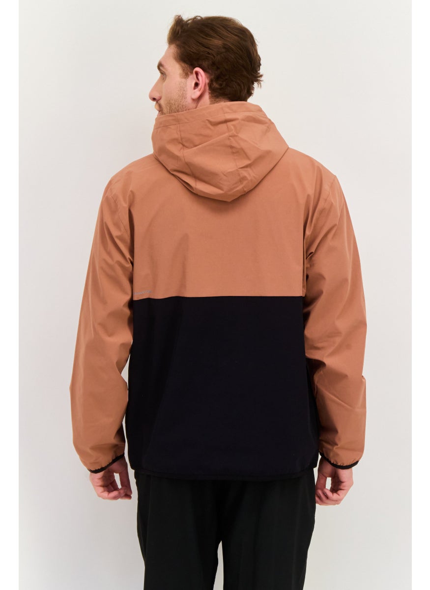 Hurley - Men Hooded Brand Logo Windbreaker Jacket, Brown - Image 1