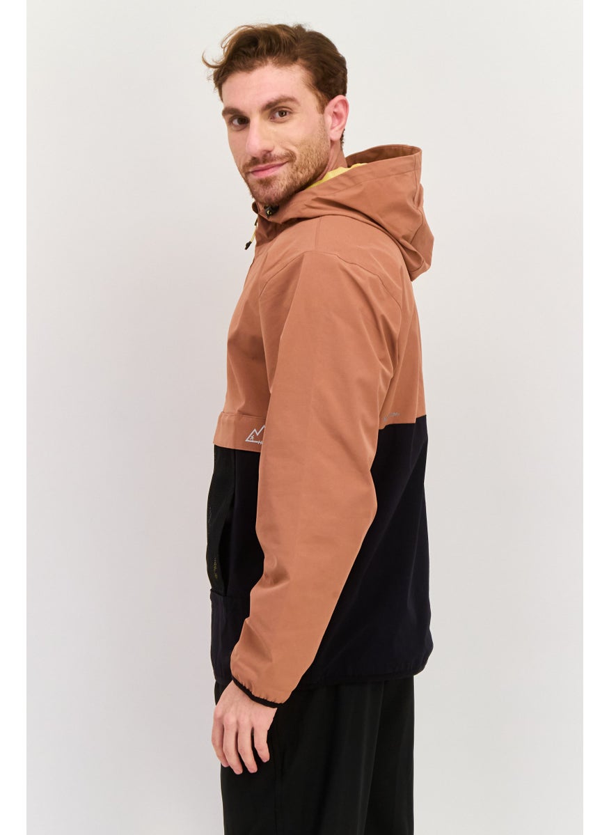Hurley - Men Hooded Brand Logo Windbreaker Jacket, Brown - Image 1