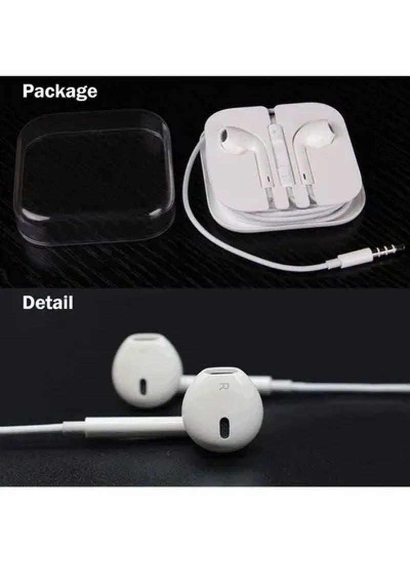 Rabos - 3.5mm Earphones With Mic Hands-free In-line For Apple iPhone/6S/6 Plus White - Image 1