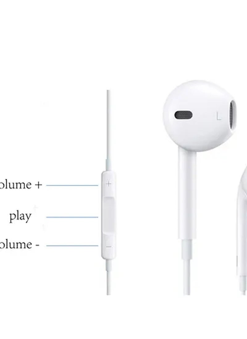 Rabos - 3.5mm Earphones With Mic Hands-free In-line For Apple iPhone/6S/6 Plus White - Image 1