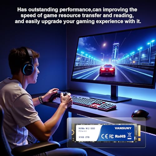 Vansuny 2TB NVMe M.2 SSD,M2 2280 PCIe 4.0 Internal Solid State Drive,Read Up to 7300MB/s with Heatsink and Screwdrivers for PS5 Consoles PC Gaming Design - Image 5